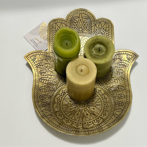 BOHO HAMSA HAND Metal Decorative Tray Catchall Fruit Tray Handcrafted in India - Picture 12 of 17